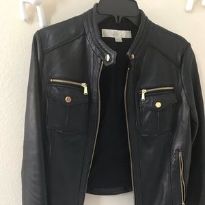Boston Proper black soft leather moto jacket